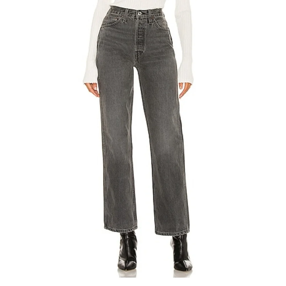 RE/DONE 90s High Rise Loose Jeans in Vintage Ash Grey - Picture 1 of 11